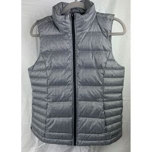 Lands' End Women's Full Zip Down Quilted Black & White Puffer Vest‎ Small (6-8)